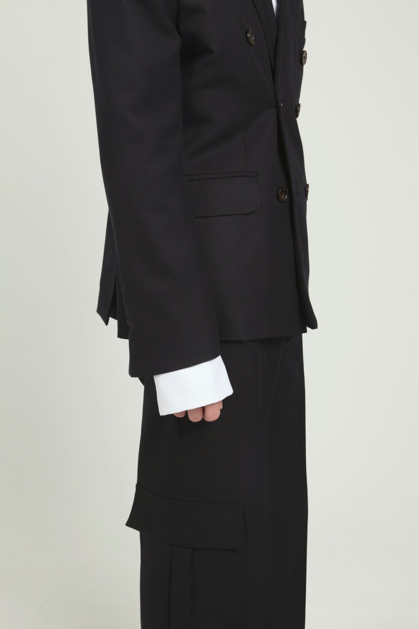 Double breasted navy blazer